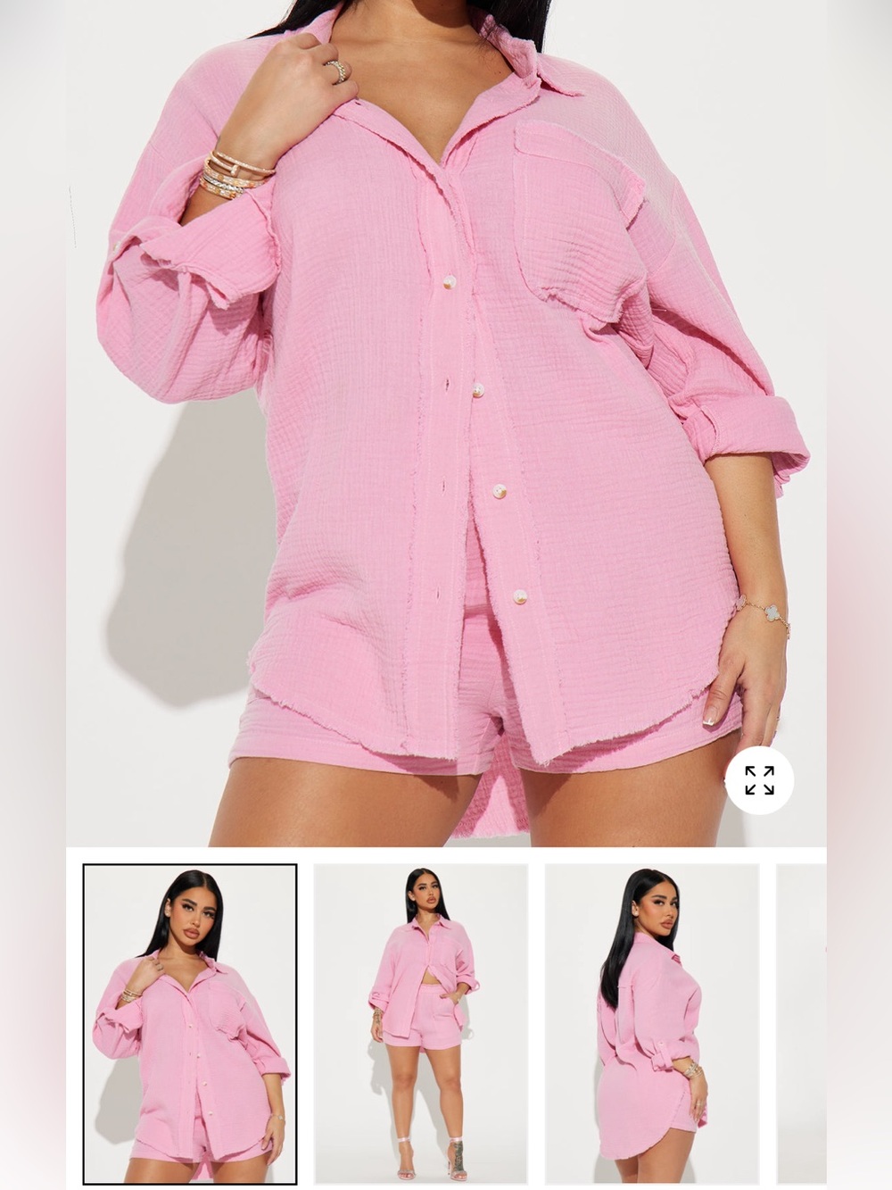 Pink Oversized Button-Down Women's set